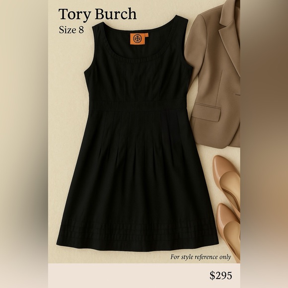 Tory Burch Black Pleated A-Line Dress – Size 8 | Cotton Blend - Picture 3 of 11